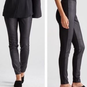 EILEEN FISHER Black Leather Panel Leggings Pants